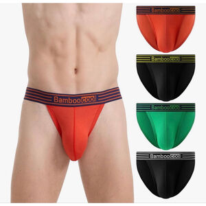 Men's BAMBOO COOL Bikini Briefs size XL 4 Pack: Orange Black Green NEW